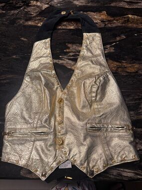 Metallic Gold Halter Vest - Women
